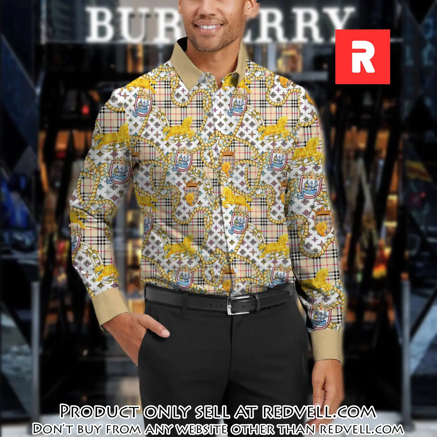 Burberry long sleeves button down shirt for elegant men lsb1009 rv5331016